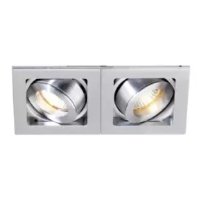 Image of Aurora Adjustable IP20 GU10 Non-Integrated Twin Downlight Satin Silver - AU-MGU102SS