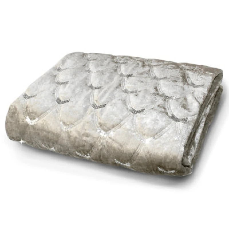 Image of Velosso Luxury Velvet Soft Sherpa Backed Throw Blanket - Cosy Durable For Sofa, Bed - High-Quality Plush Texture, 95Cm X 200Cm - Natural