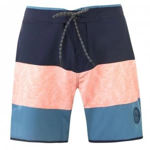Image of Gul Mens Retro Board Shorts - Navy/Peach/Stee