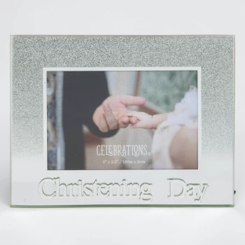 Image of 5" x 3.5" Silver Glass Frame - Christening Day