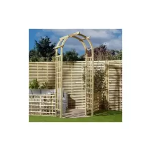 Image of Chester Wooden Round Top Garden Arch Pergola Trellis Plant Support - Rowlinson