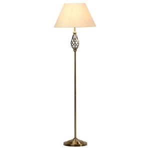 Image of Village At Home Barley Twist Floor Lamp - Antique Brass