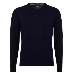 Image of Boss Baram-L V Neck Sweater - Blue