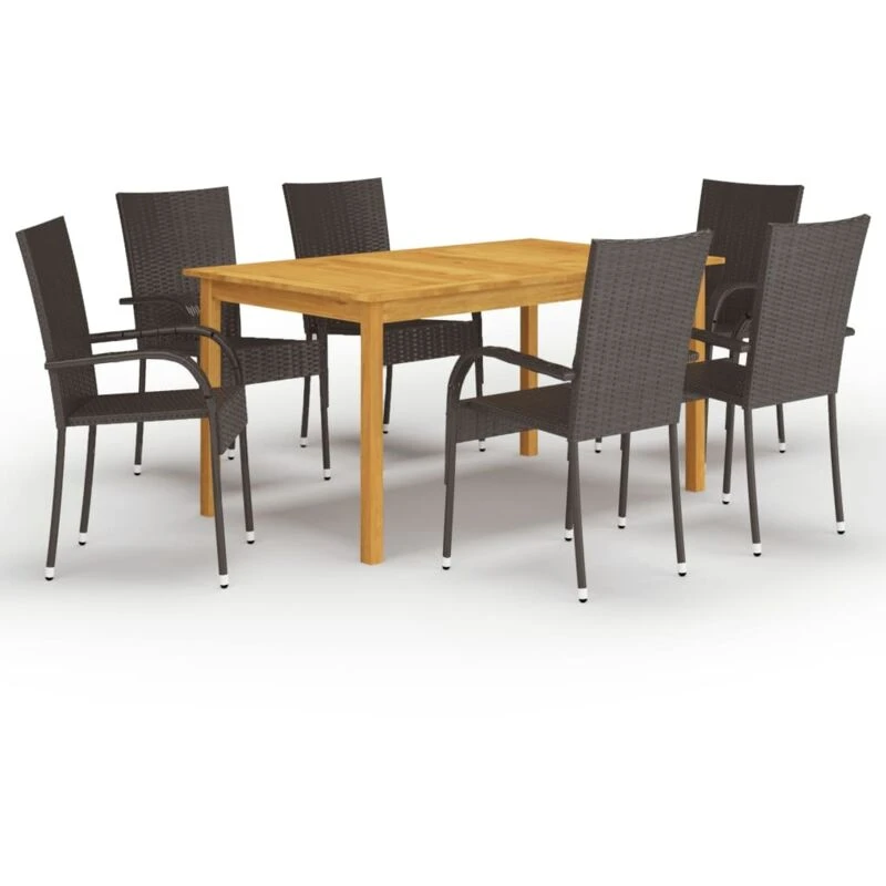 Image of VIDAXL 7 Piece Garden Dining Set Brown Vidaxl 8720286338322