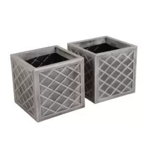 Image of Pair of Lazio Square Pewter Planters (Dia. 32cm)