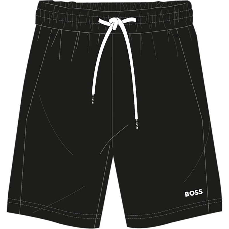 Image of Boss Kids Logo Fleece Jogger Shorts Black 09B male 10 Yrs