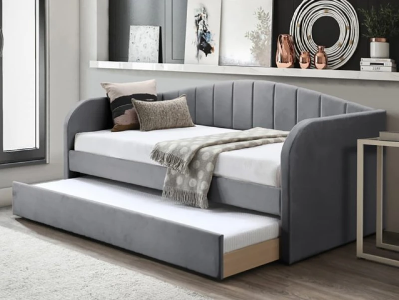 Image of Flintshire Fabric Grey Guest Bed Frame - 3ft Single