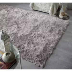 Image of Dazzle Modern Thick Silky Shiny Yarn Shaggy Rug in 120x170cm (4'x5'x6''), Silver