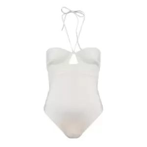 Image of CALVIN KLEIN Structured Halterneck Swimsuit - Beige