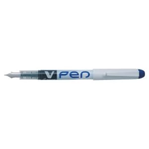 Image of Original Pilot VPen Disposable Fountain Pen Blue Ink Metallic Grey