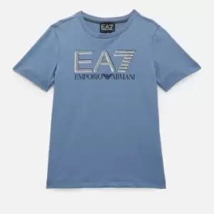 Image of EA7 Boys' Train Visibility Large Logo T-Shirt - Blue - 4 Years