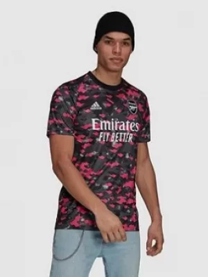 Image of Adidas Mens 21/22 Arsenal Pre Match Shirt, Black, Size L, Men