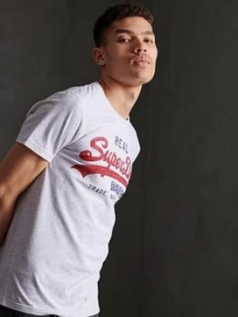 Image of Superdry Vintage Label Premium Goods T-Shirt, Ice Marl, Size S, Men