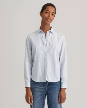 Image of GANT Women Regular Fit Striped Broadcloth Shirt (42) Blue