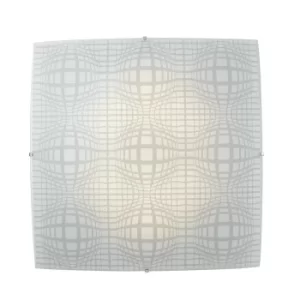 Image of PROJECT LED Patterned Glass Flush Ceiling Light White 3020lm 4000K 50x50cm