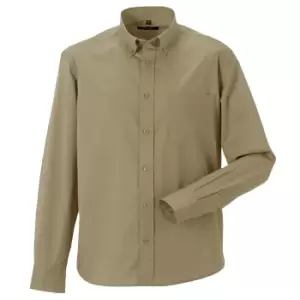 Image of Russell Collection Mens Long Sleeve Classic Twill Shirt (2XL) (Khaki)