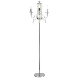 Image of Luminosa Floor Lamp, 3 Light E14, Polished Chrome, Clear Glass, Crystal, (ITEM REQUIRES CONSTRUCTION, CONNECTION)
