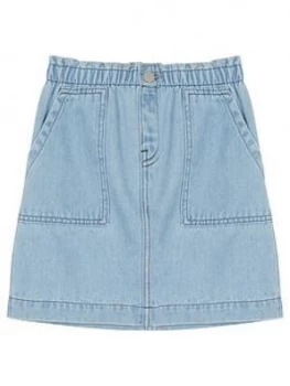 Image of Mintie by Mint Velvet Girls Paperbag Denim Skirt - Blue, Size Age: 7-8 Years, Women