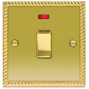 Image of Wickes 20A Light Switch + LED 1 Gang Polished Georgian Brass