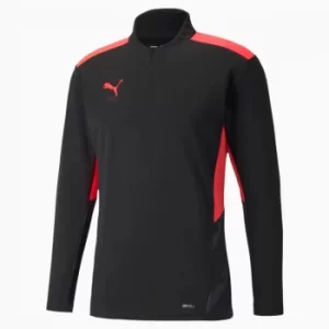 Image of PUMA Individualcup Training Quarter-Zip Mens Football Top Shirt, Black/Sunblaze, size Small, Clothing