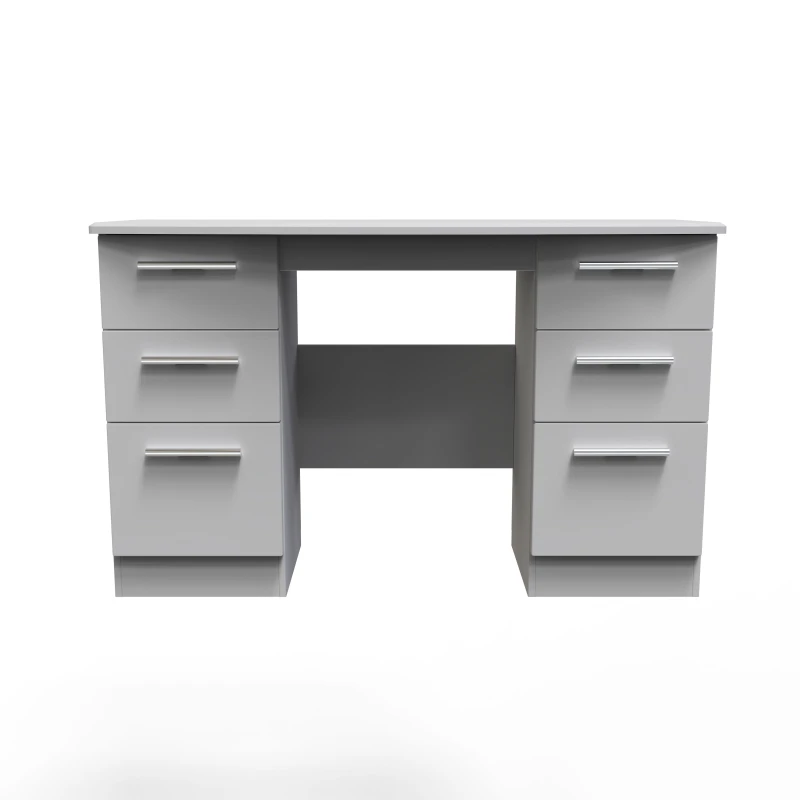 Image of Harrow Double Pedestal Desk In Grey Matt (Ready Assembled)
