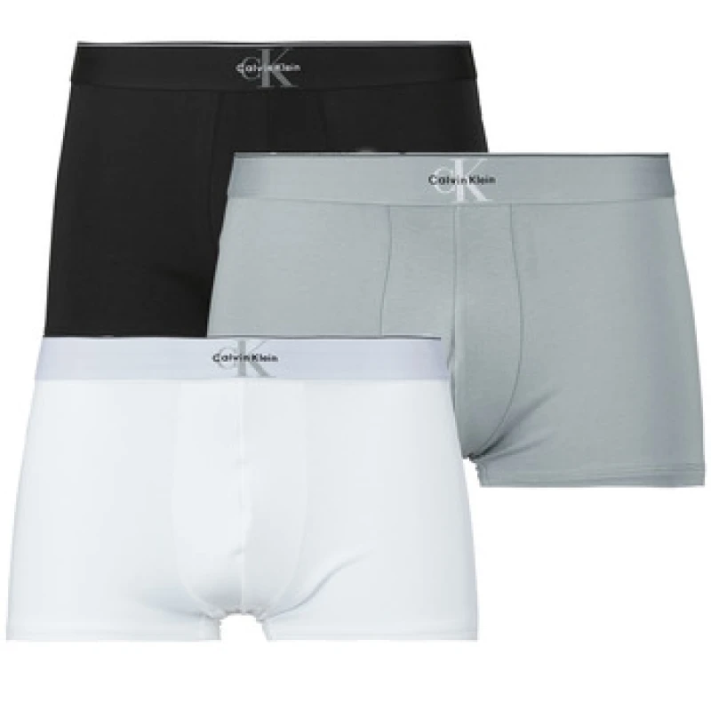 Image of Calvin Klein 3 Pack Reconsidered Steel Trunks Hemisphere Blue/Hemisphere/Convoy L