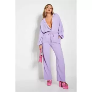 Image of I Saw It First Lilac Linen Crinkle Trousers - Purple