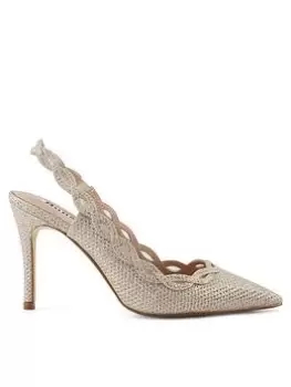 Image of Dune London Dollys Plait Detail Mesh Court Shoe - Gold, Size 6, Women
