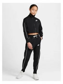 Image of Nike Girls NSW High Waist Tracksuit Set - Black/White, Size L, Women