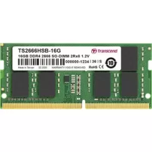Image of Transcend Laptop RAM card DDR4 16GB 1 x 16GB 2666 MHz 260-pin SO-DIMM CL19 TS2666HSB-16G
