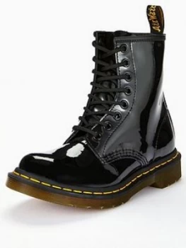 Image of Dr Martens 8 Eye Patent Ankle Boots - Black