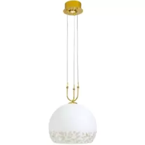 Image of 14kolarz - Elegant pendant light LUNA 24 Carat Gold 1 + 1 bulbs, antique lampshade, liberta white