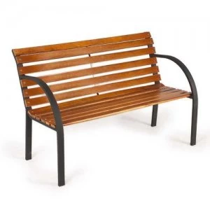 Image of Zexum Teak Hardwood and Steel Garden Park Bench