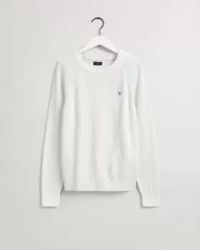 Image of GANT Teens Teens Casual Cotton Ribbed Crew Neck Sweater (176) Beige