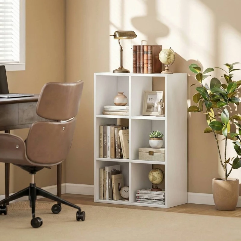 Image of HOMCOM Industrial Style Storage Shelf, Bookcase, Bookshelf in White White Unisex