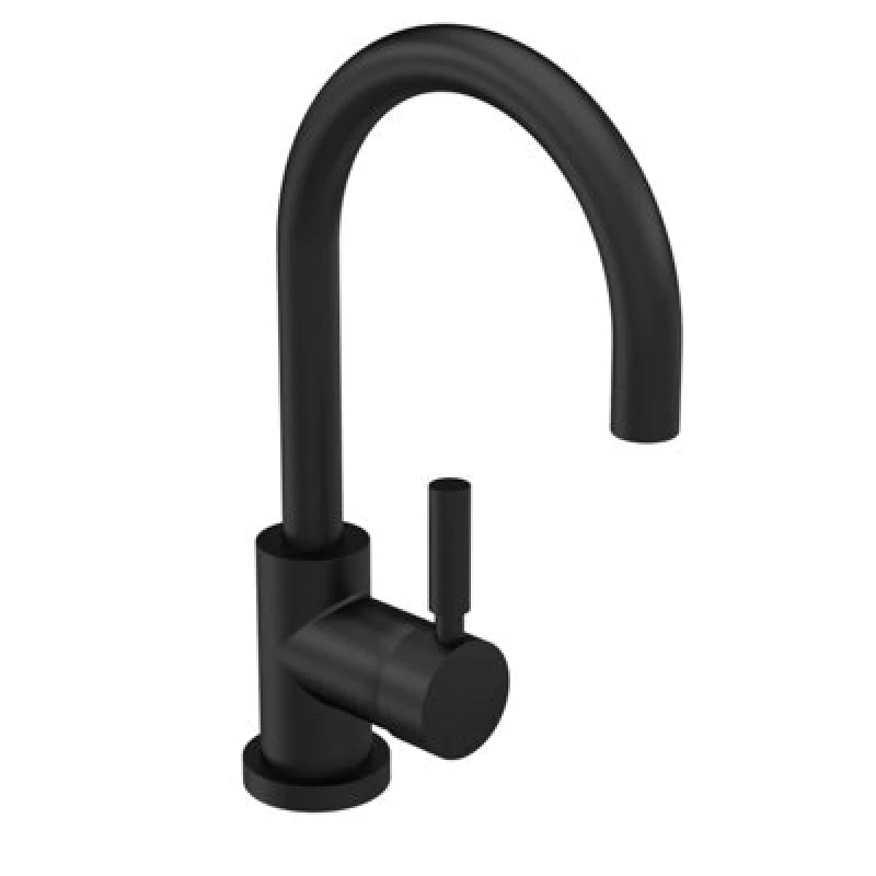 Image of Balterley Round Tall Lever Mono Basin Mixer Tap Waste Included Matt Black Black