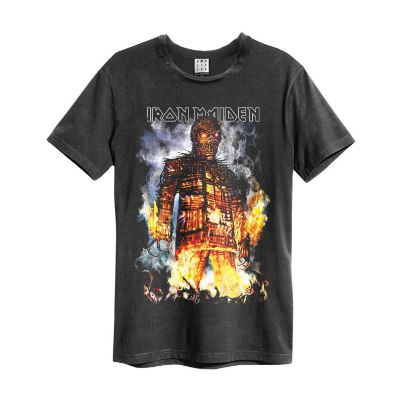 Image of Amplified Amplified Men The Wicker Man Iron Maiden T-Shirt in Charcoal Size: Small Charcoal S Male 5063470408610