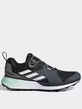Image of adidas Terrex Two Boa Trail Running Shoes, Green/White, Size 5, Women