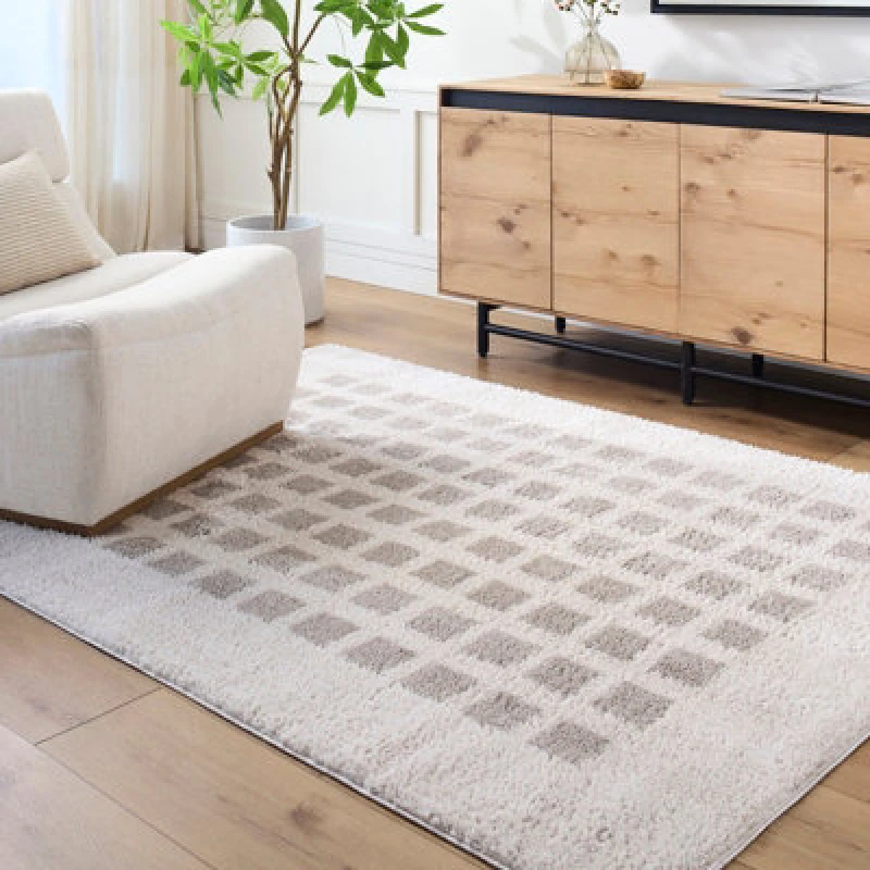 Image of Livabliss Machine Washable Modern Shaggy Medium Grey Laurine Area Rug 140 X 200 Cm - Easy Care, Ideal For Living Room & Bedroom