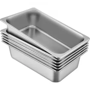 Image of VEVOR 6 Pack Steam Table Pans 20.9 x 12.8 x 5.9 Inch Deep Steam Table Pan Full Size 20.5L Deep Food Container Stainless Steel Oven Tray Hotel Pans Ant