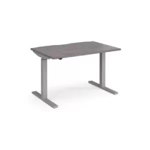 Image of Dams Elev8 Mono straight sit-stand desk 1200mm x 800mm - silver frame, grey oak
