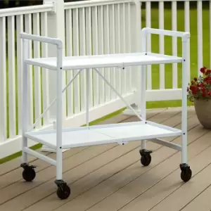 Image of Intellifit Folding Serving Cart with 2 Shelves White, white