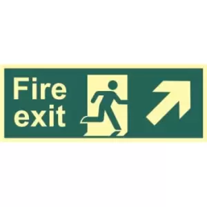Image of Fire Exit Man and Arrow Up/Right Sign - PHS (400 x 150mm)