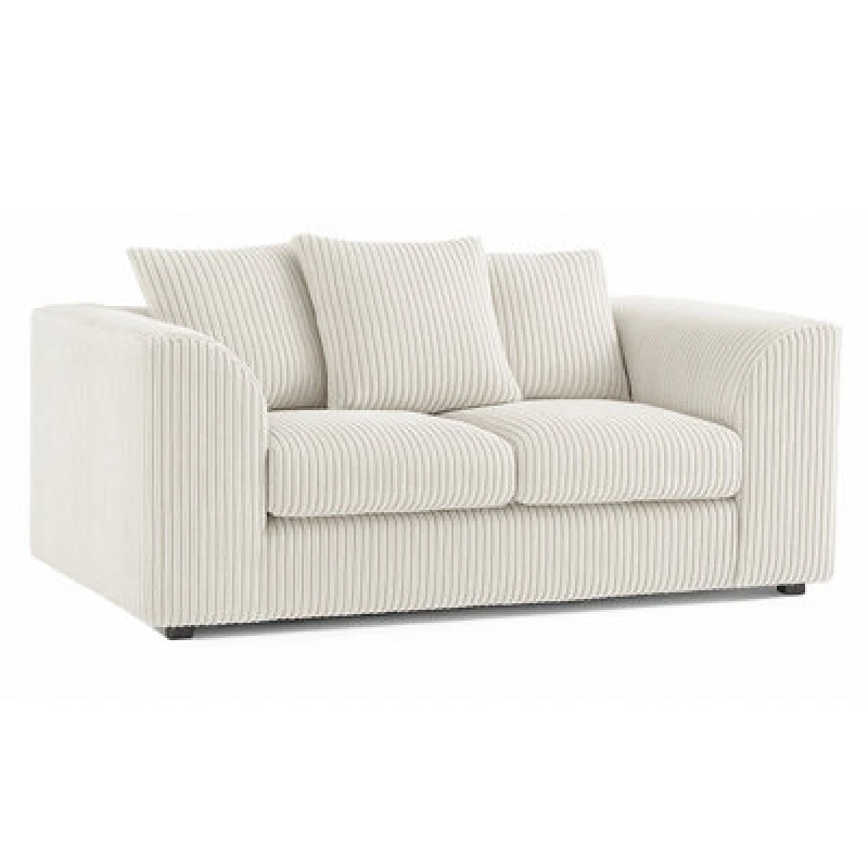 Image of Furnishings For Less UK Luxor Jumbo Cord Cream Fabric 2 Seater Sofa