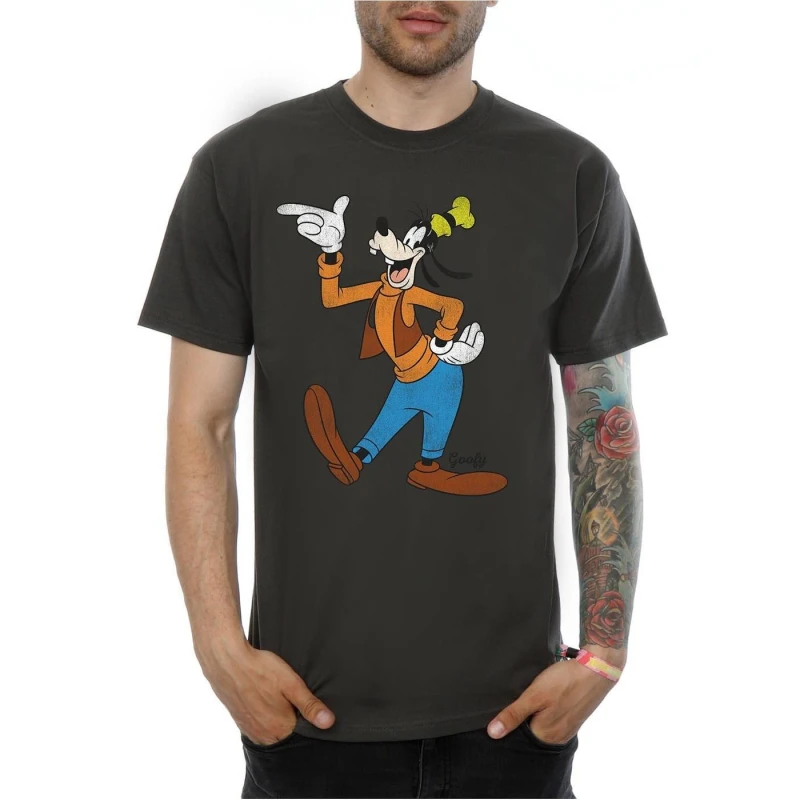 Image of Disney Men Classic Goofy T-Shirt in Mid Grey Size: Small Mid Grey S Male 5057068059179