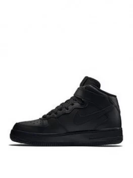 Image of Nike Air Force 1 Mid 06 Junior Trainers - Black, Size 3