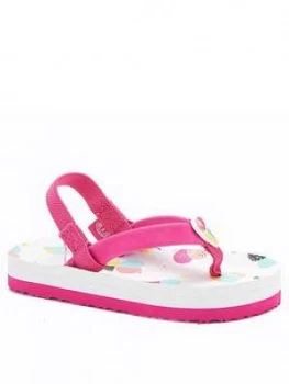 Image of Animal Toddler Girls Doddle Flip Flop - White, Size 2 Older