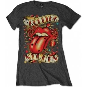 Image of Rolling Stones Tongue & Stars Charcoal Ladies TS: Medium