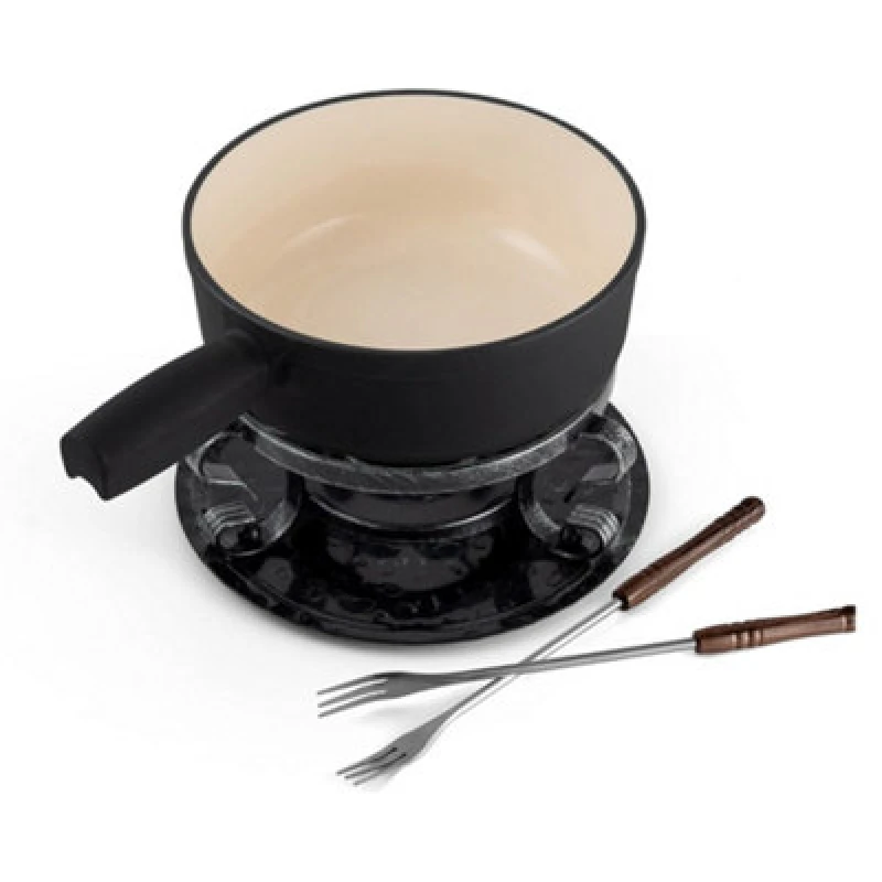 Image of Swissmar Lugano 9 Piece Fondue Set - Black Matte