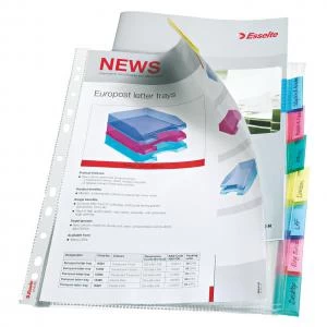Image of Index with 8 Tabbed Pockets A4 Polypropylene Glass Clear - Outer Carton of 10